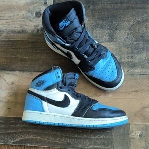 Nike Air Jordan 1 Retro OG High Baby Blue Black White Youth Sz 7 Women Sz 8.5